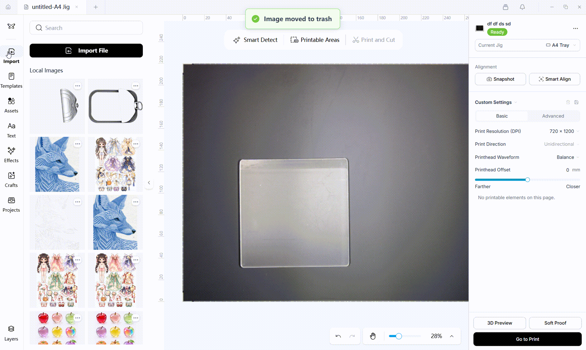 Importing and positioning the color image for dual-layer hot stamping