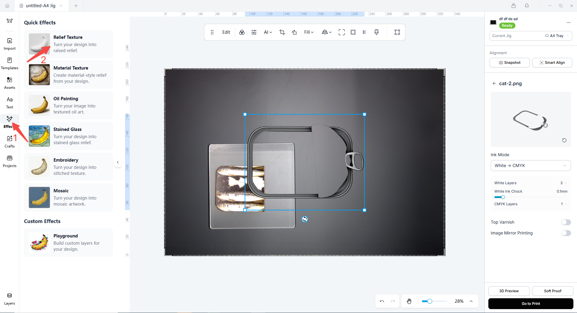 Relief Texture option selected for the silver-stamping layer