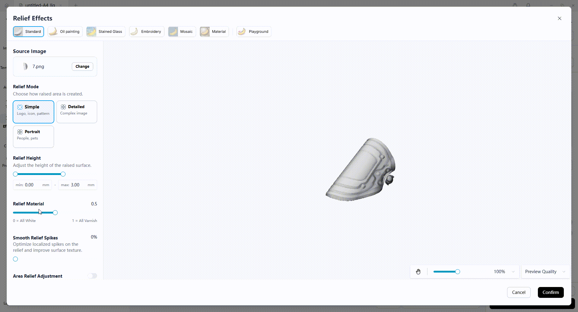 Configuring hot-stamping varnish relief parameters for the gold-stamping layer
