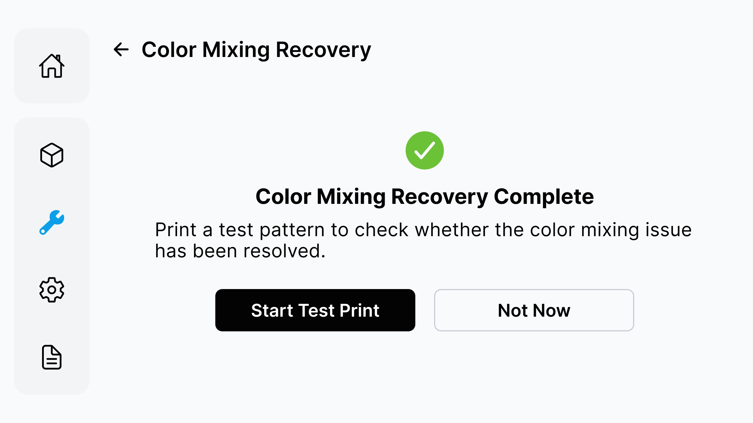 Color Mixing Recovery complete