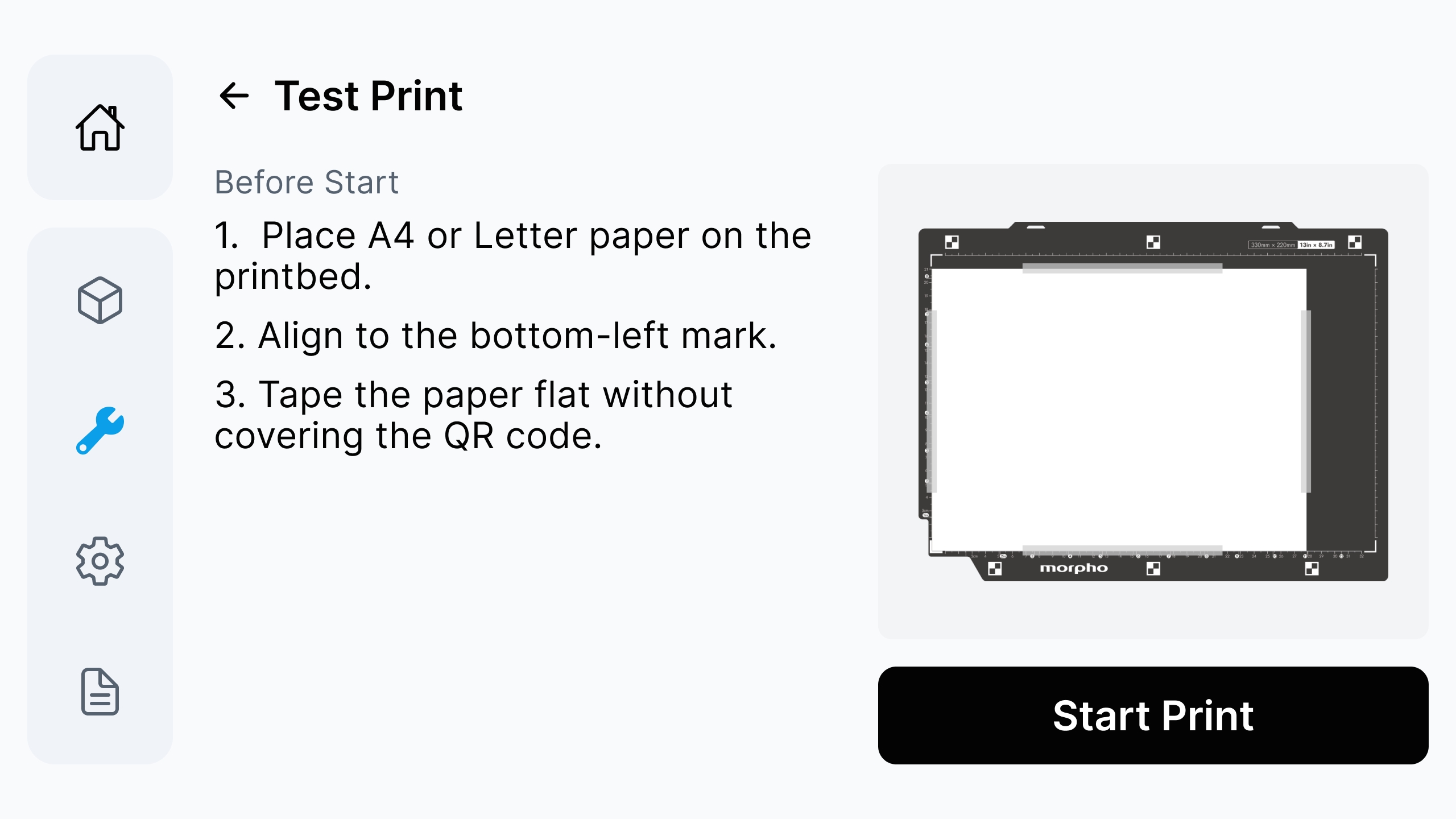 Prepare for test print