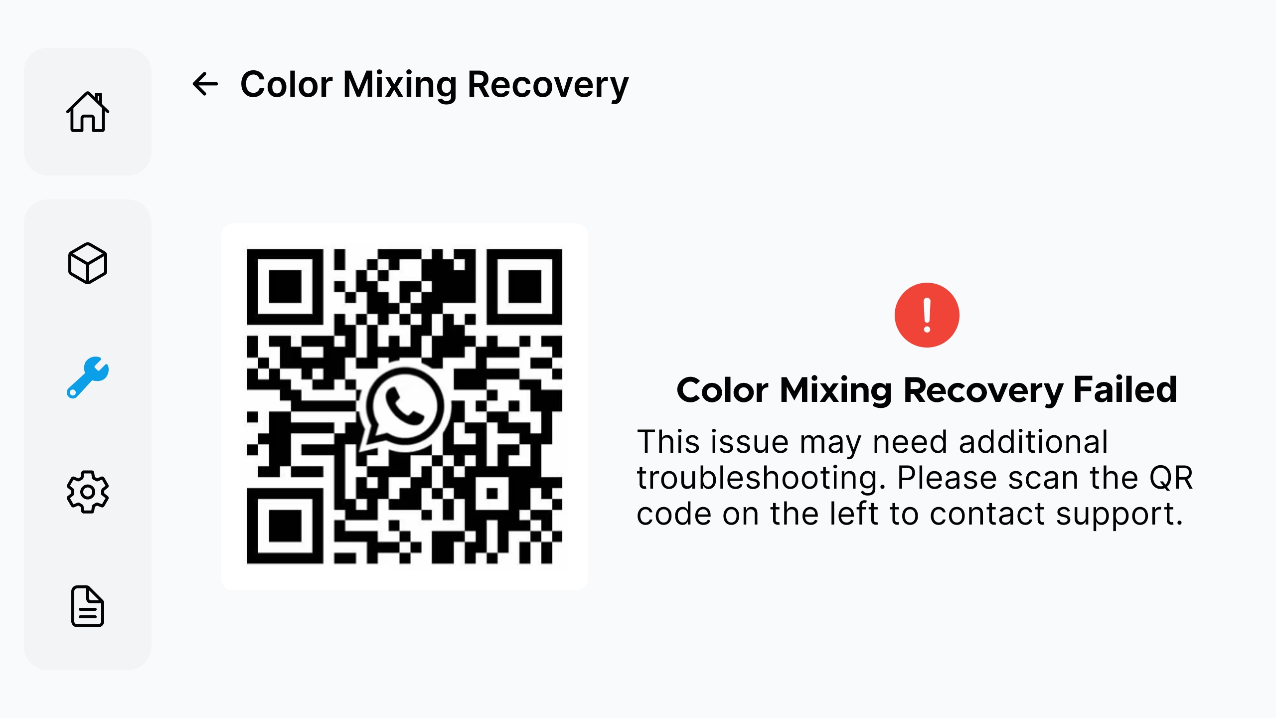 Color Mixing Recovery failed