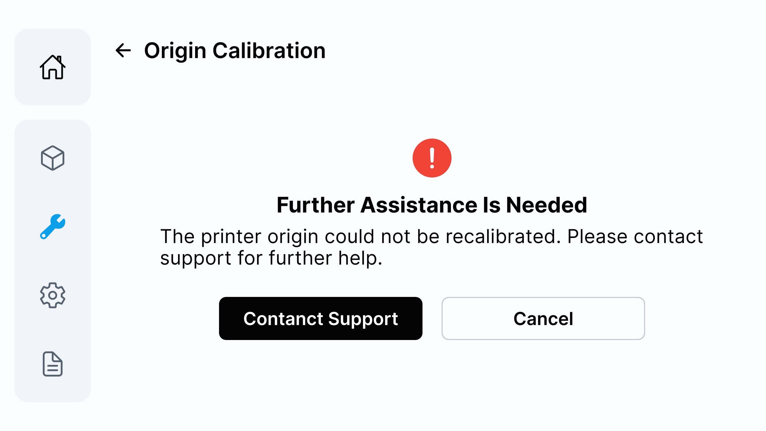Origin Calibration retry