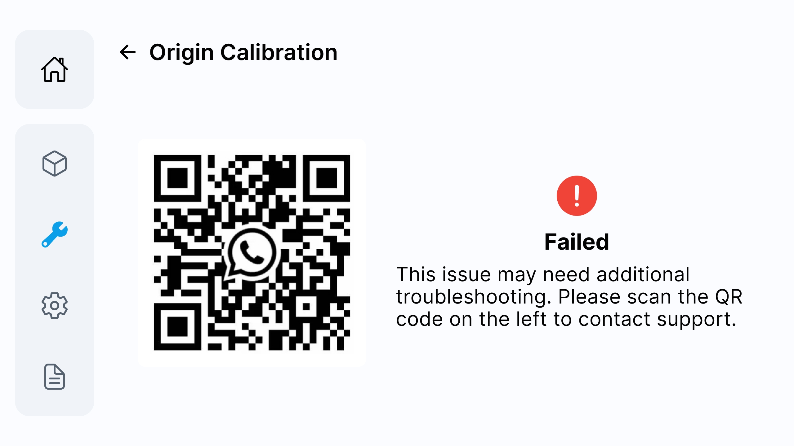 Origin Calibration result