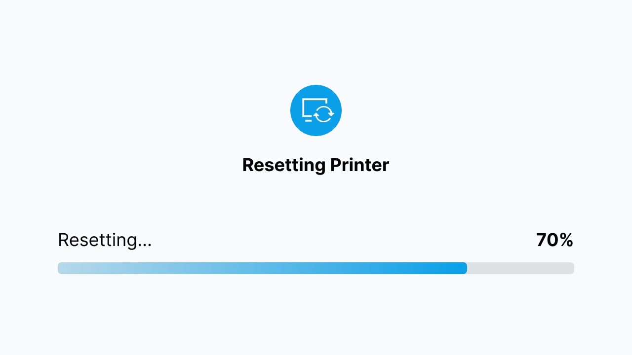 Resetting Printer: wait for the reset to complete