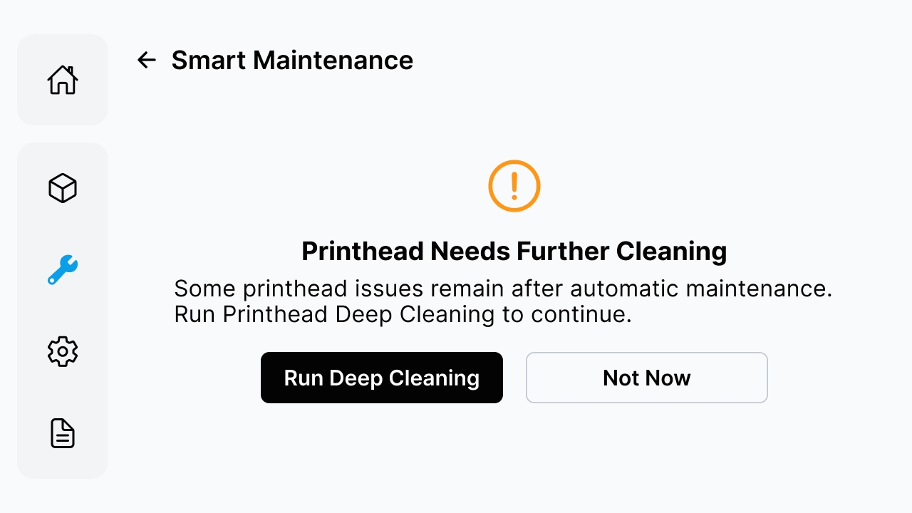Printhead Needs Further Cleaning