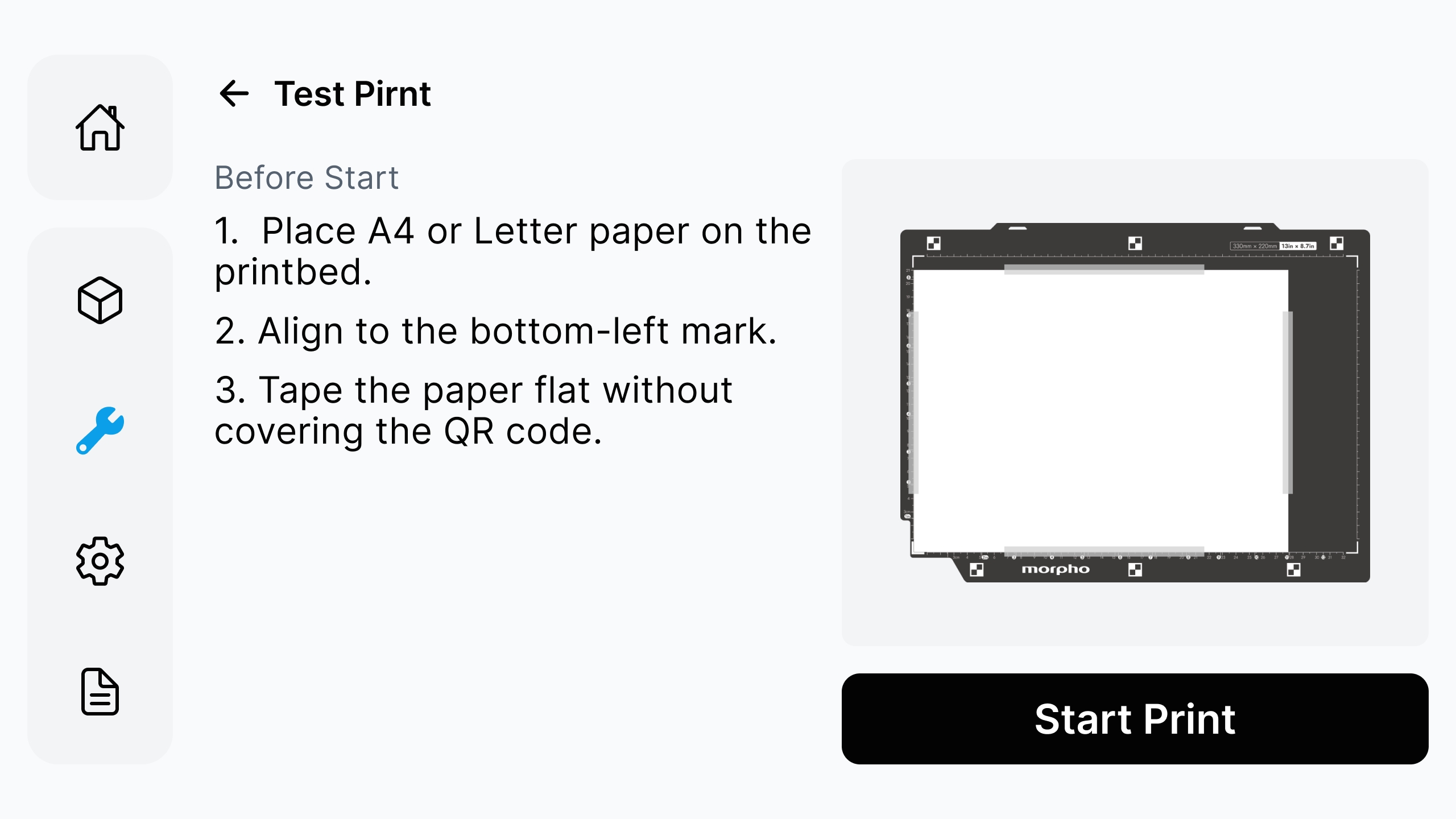 Test print preparation
