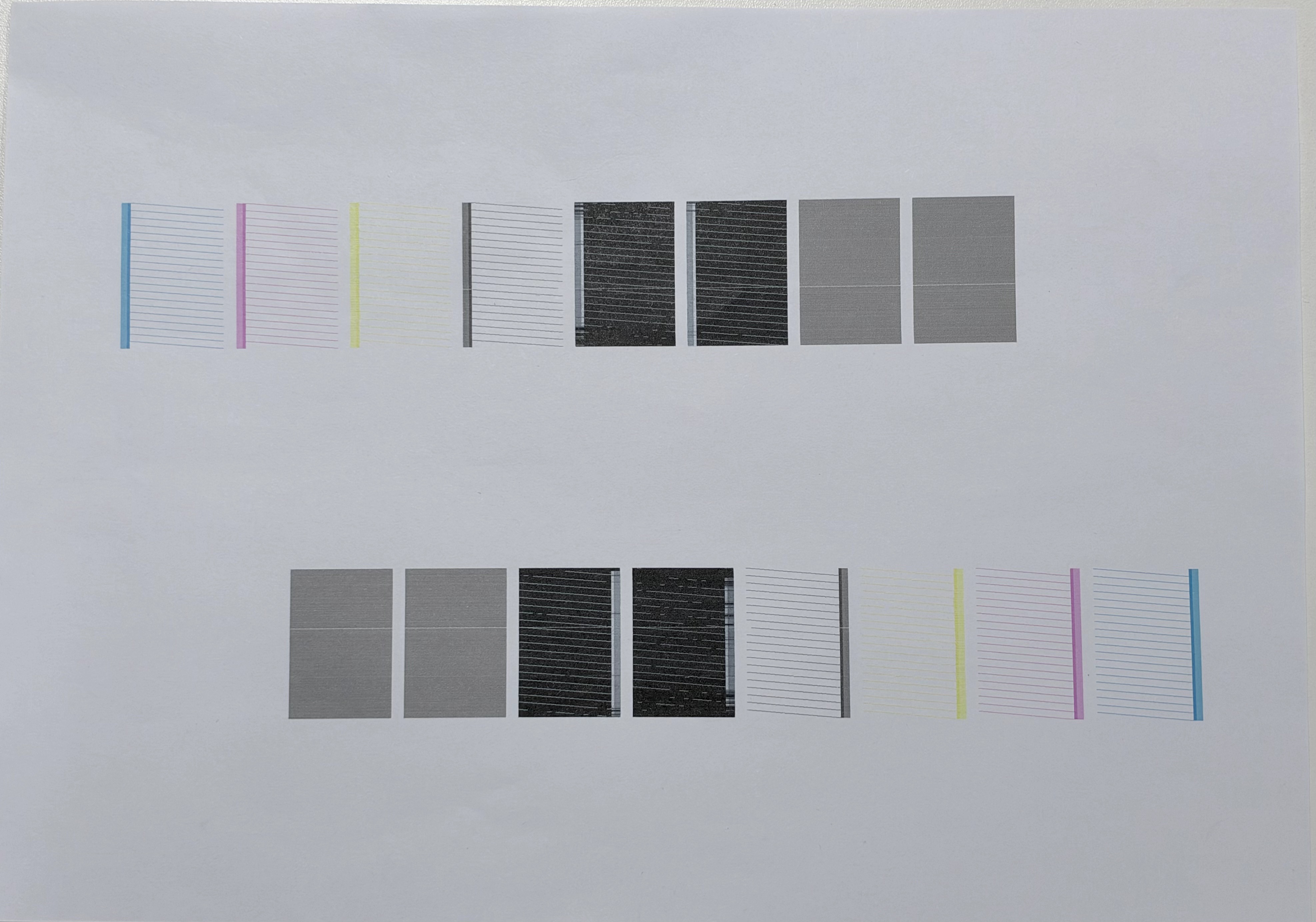 Test print showing missing nozzles