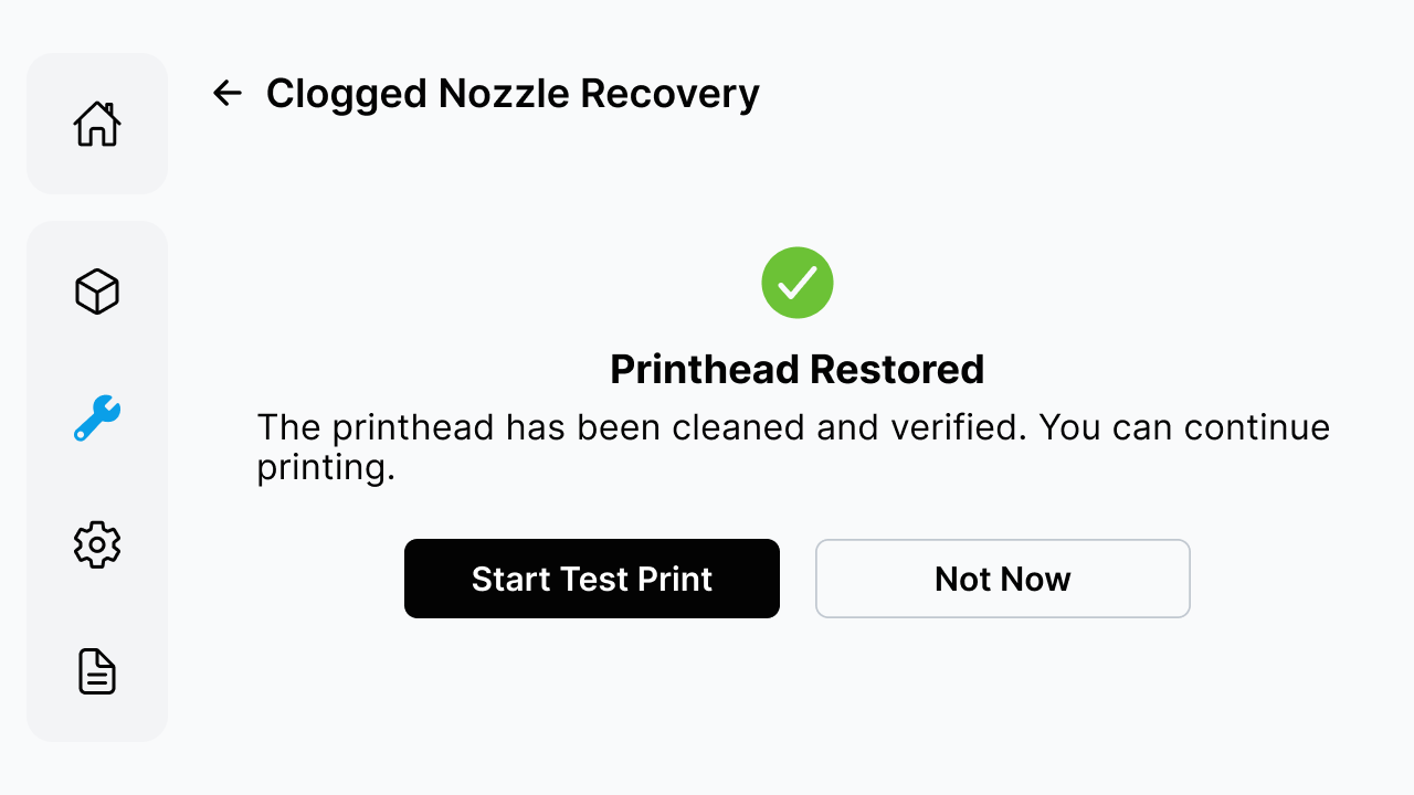 Clogged Nozzle Recovery complete