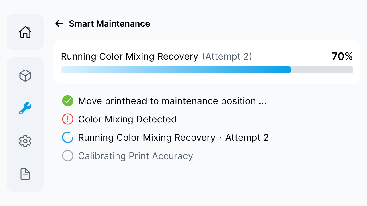 Smart Maintenance detecting an issue and running recovery