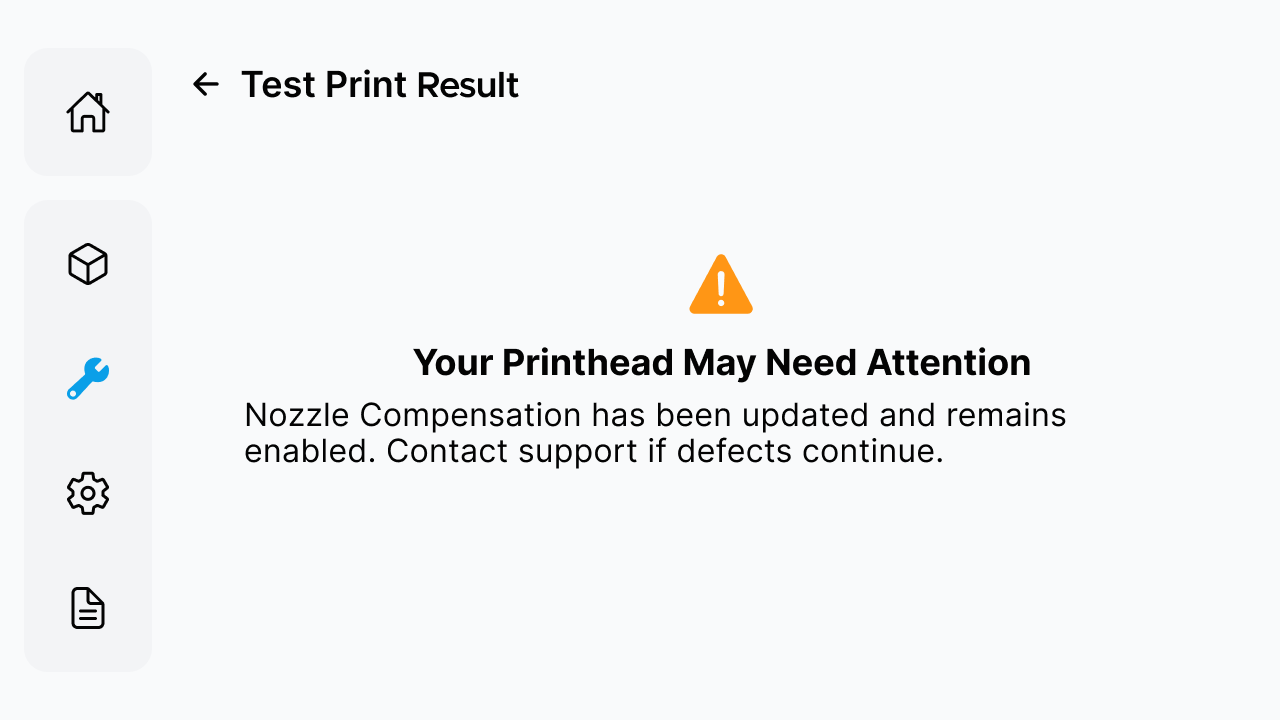 Your Printhead May Need Attention result screen