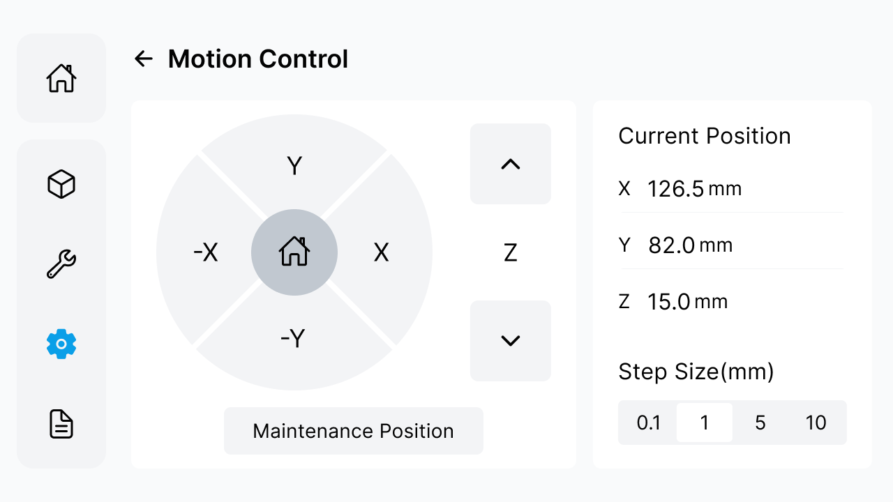 Motion Control screen